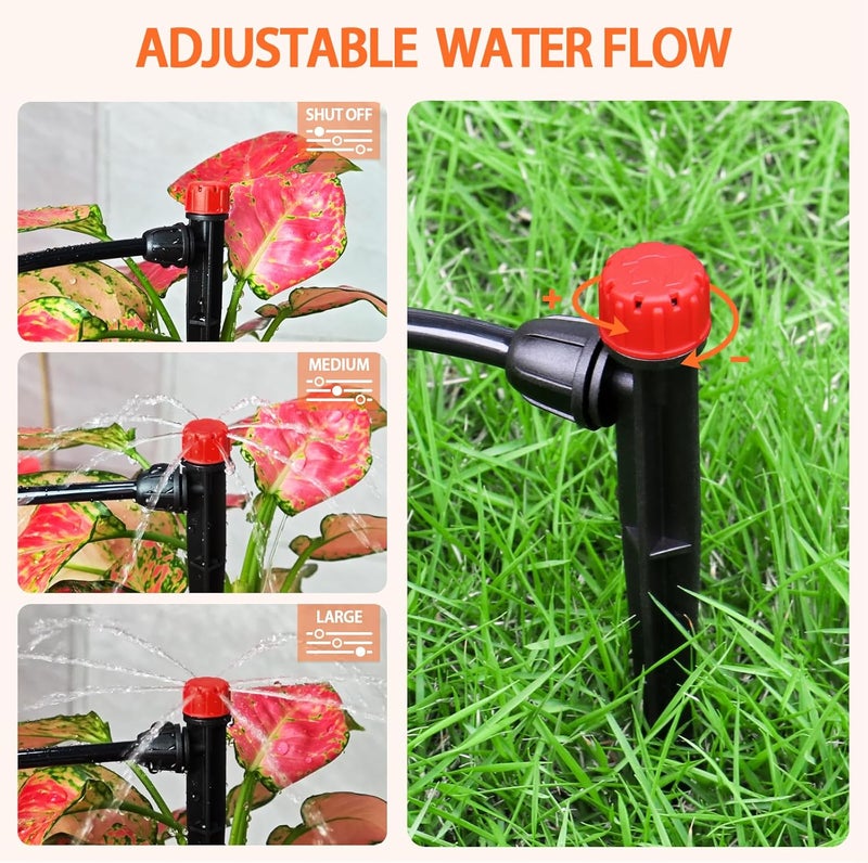 Gardrip 55 Pieces Drip Emitters Stream with Stake for 1/4" Irrigation Tubing: Adjustable 360 Degree Water Flow Irrigation Universal Sprayer Drip Pipe Sprinklers Fittings for Garden Watering System - Image 3